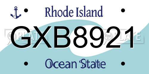 GXB8921 Rhode Island License Plate