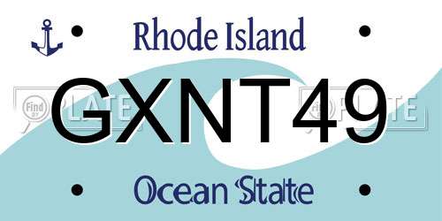 GXNT49 Rhode Island License Plate