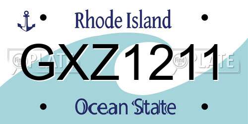 GXZ1211 Rhode Island License Plate