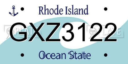 GXZ3122 Rhode Island License Plate