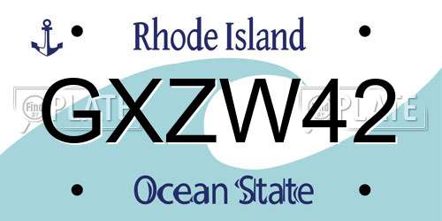 GXZW42 Rhode Island License Plate