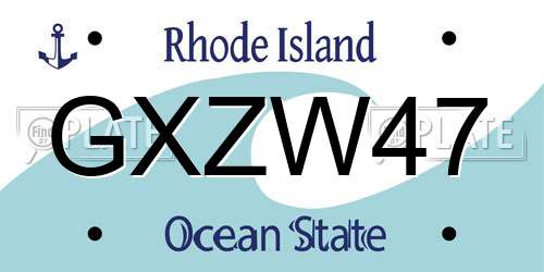 GXZW47 Rhode Island License Plate