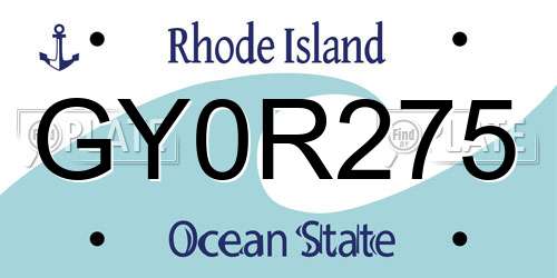 GY0R275 Rhode Island License Plate