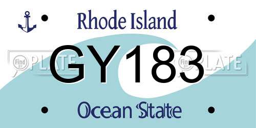 GY183 Rhode Island License Plate