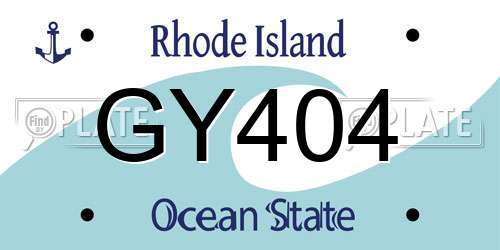 GY404 Rhode Island License Plate
