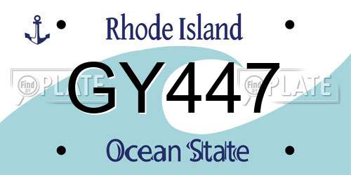 GY447 Rhode Island License Plate