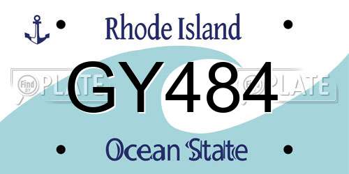 GY484 Rhode Island License Plate