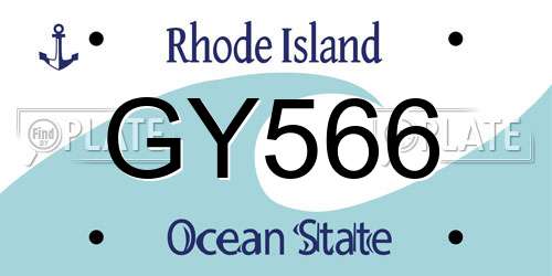 GY566 Rhode Island License Plate