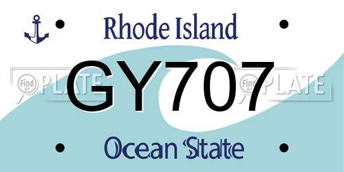 GY707 Rhode Island License Plate