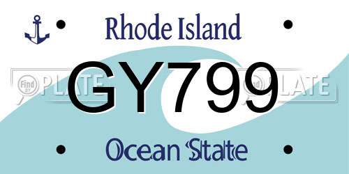 GY799 Rhode Island License Plate
