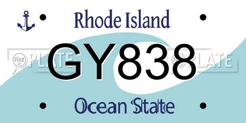 GY838 Rhode Island License Plate
