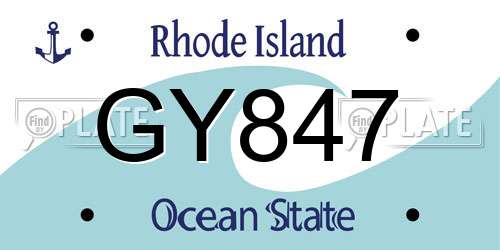 GY847 Rhode Island License Plate