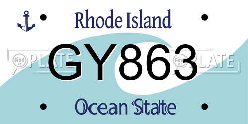 GY863 Rhode Island License Plate