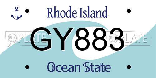 GY883 Rhode Island License Plate