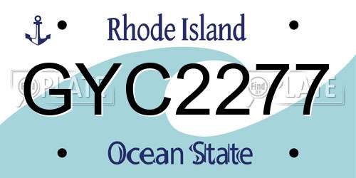 GYC2277 Rhode Island License Plate