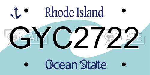 GYC2722 Rhode Island License Plate