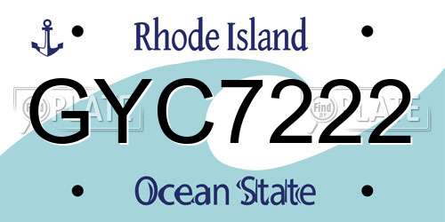 GYC7222 Rhode Island License Plate