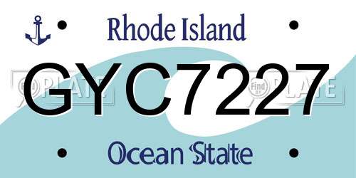 GYC7227 Rhode Island License Plate