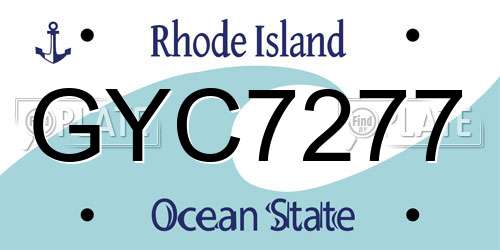 GYC7277 Rhode Island License Plate