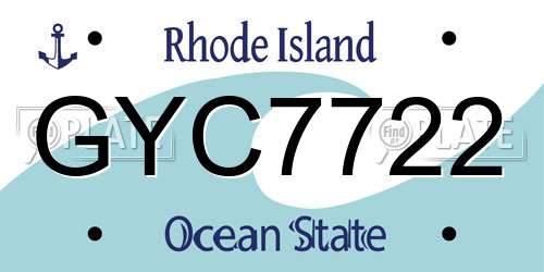 GYC7722 Rhode Island License Plate
