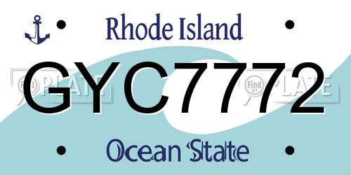 GYC7772 Rhode Island License Plate