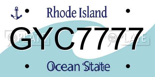 GYC7777 Rhode Island License Plate