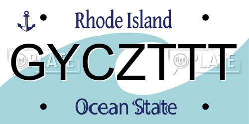 GYCZTTT Rhode Island License Plate