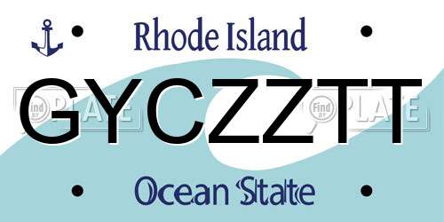 GYCZZTT Rhode Island License Plate
