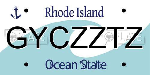 GYCZZTZ Rhode Island License Plate