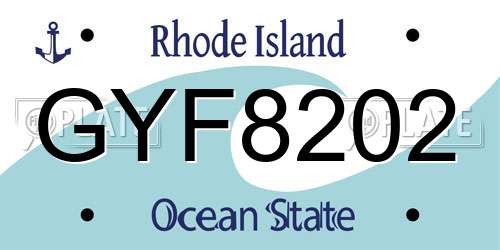 GYF8202 Rhode Island License Plate