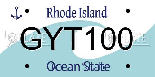 GYT100 Rhode Island License Plate