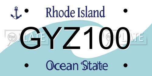 GYZ100 Rhode Island License Plate