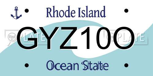 GYZ10O Rhode Island License Plate