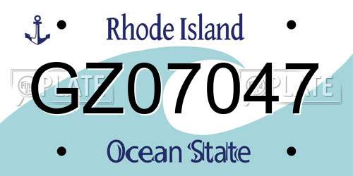 GZ07047 Rhode Island License Plate