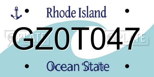 GZ0T047 Rhode Island License Plate