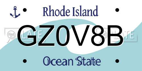 GZ0V8B Rhode Island License Plate