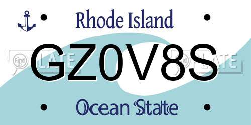GZ0V8S Rhode Island License Plate