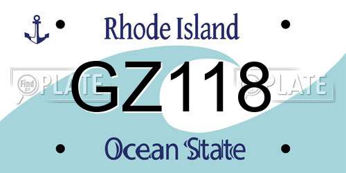 GZ118 Rhode Island License Plate