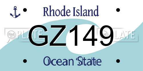 GZ149 Rhode Island License Plate