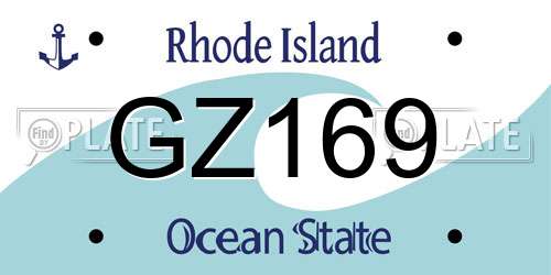 GZ169 Rhode Island License Plate
