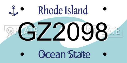 GZ2098 Rhode Island License Plate