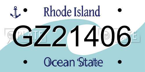 GZ21406 Rhode Island License Plate