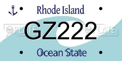 GZ222 Rhode Island License Plate