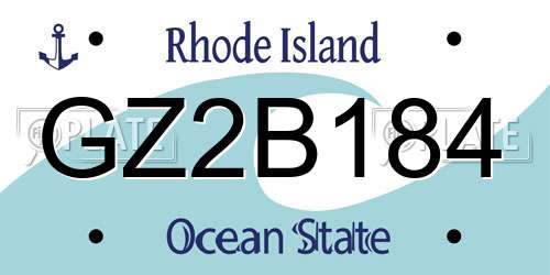 GZ2B184 Rhode Island License Plate
