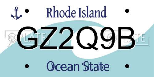 GZ2Q9B Rhode Island License Plate