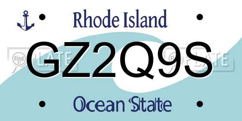 GZ2Q9S Rhode Island License Plate