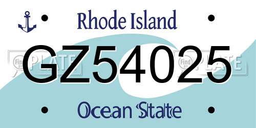GZ54025 Rhode Island License Plate