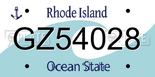 GZ54028 Rhode Island License Plate