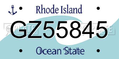 GZ55845 Rhode Island License Plate