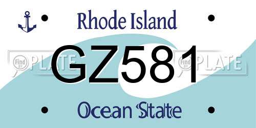 GZ581 Rhode Island License Plate